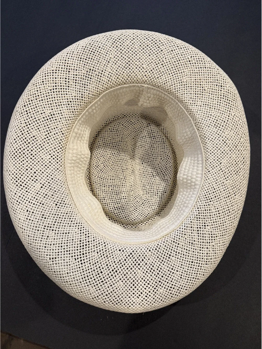 Beige Straw Panama Hat with Gold Anchor and Star Embroidery